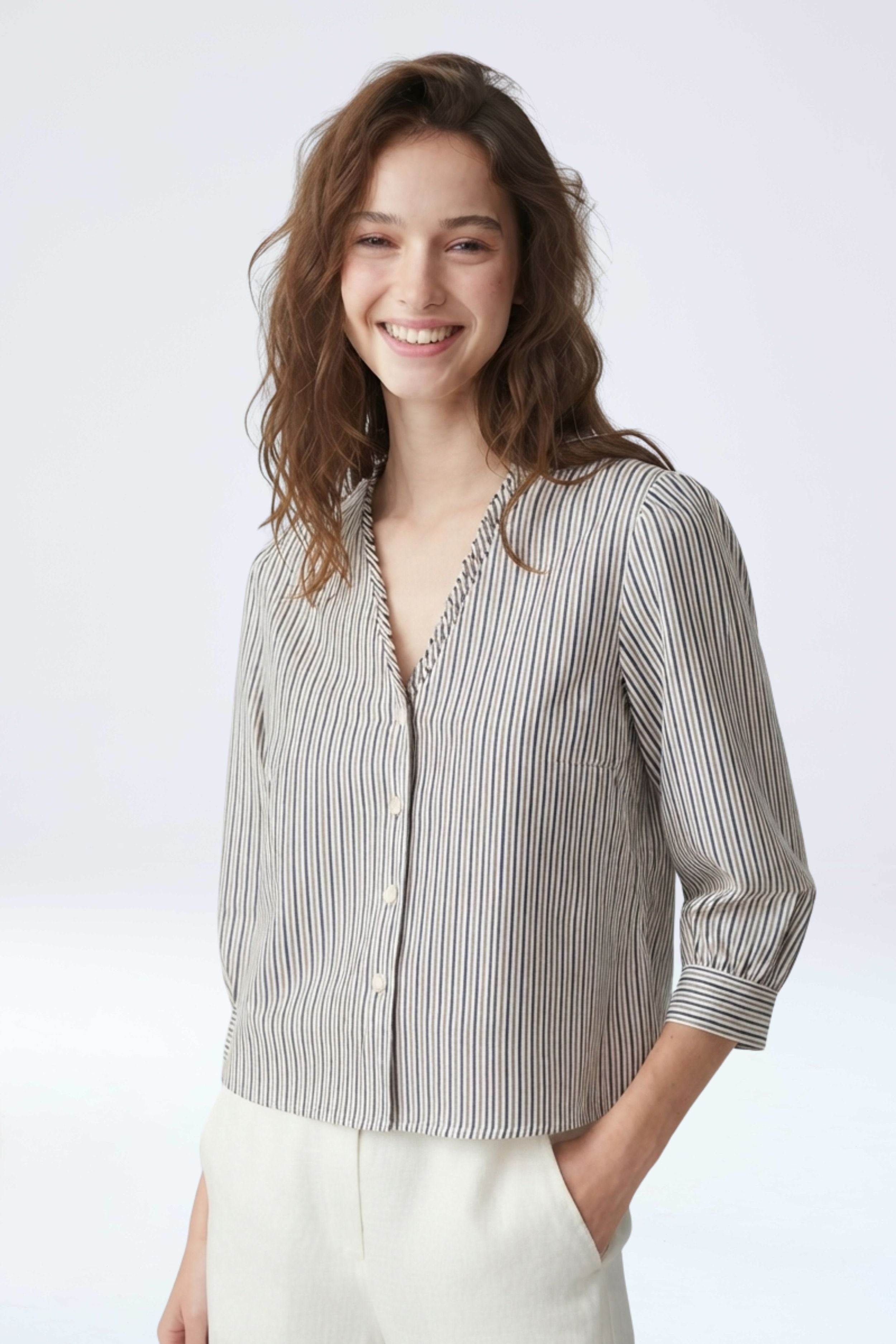 Blusa Martina listada en 100% algodón