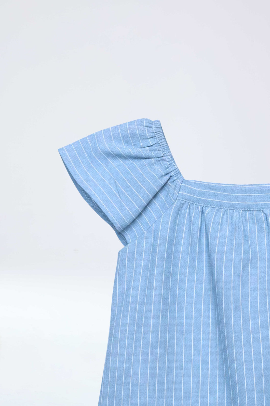 Vestido niña lino listado celeste