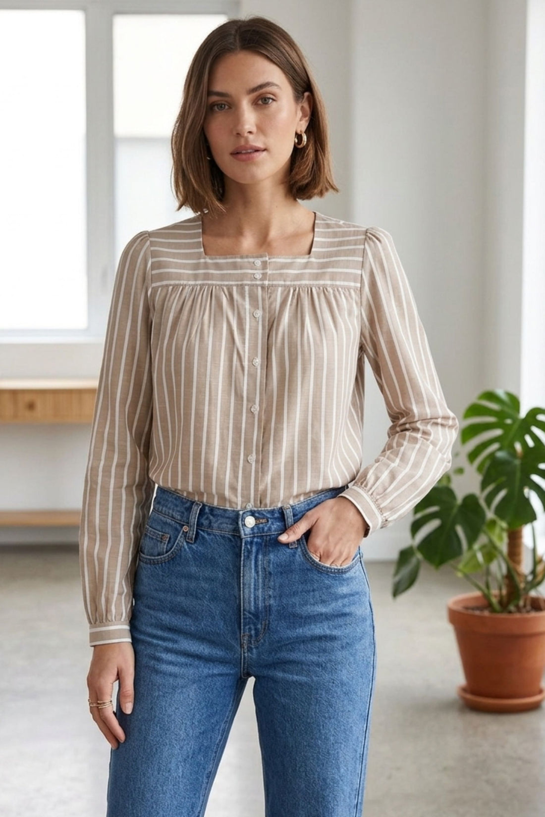 Blusa Luisa listada para mujer