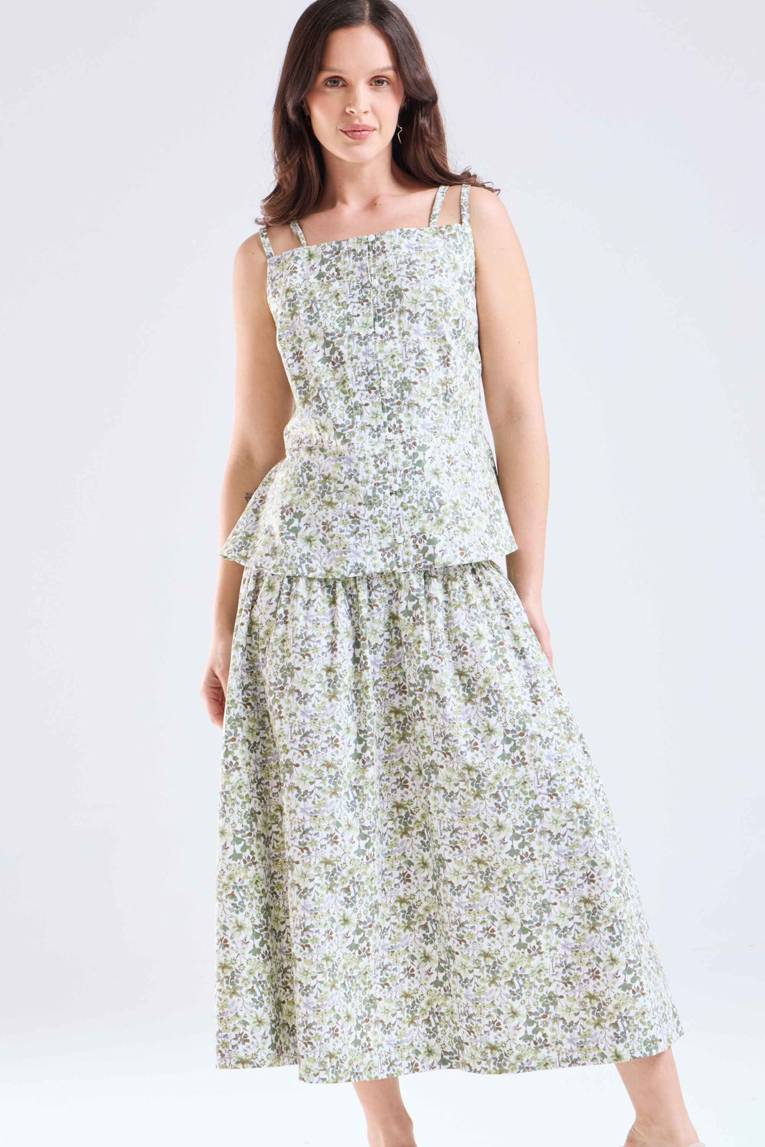 Match verde floreado