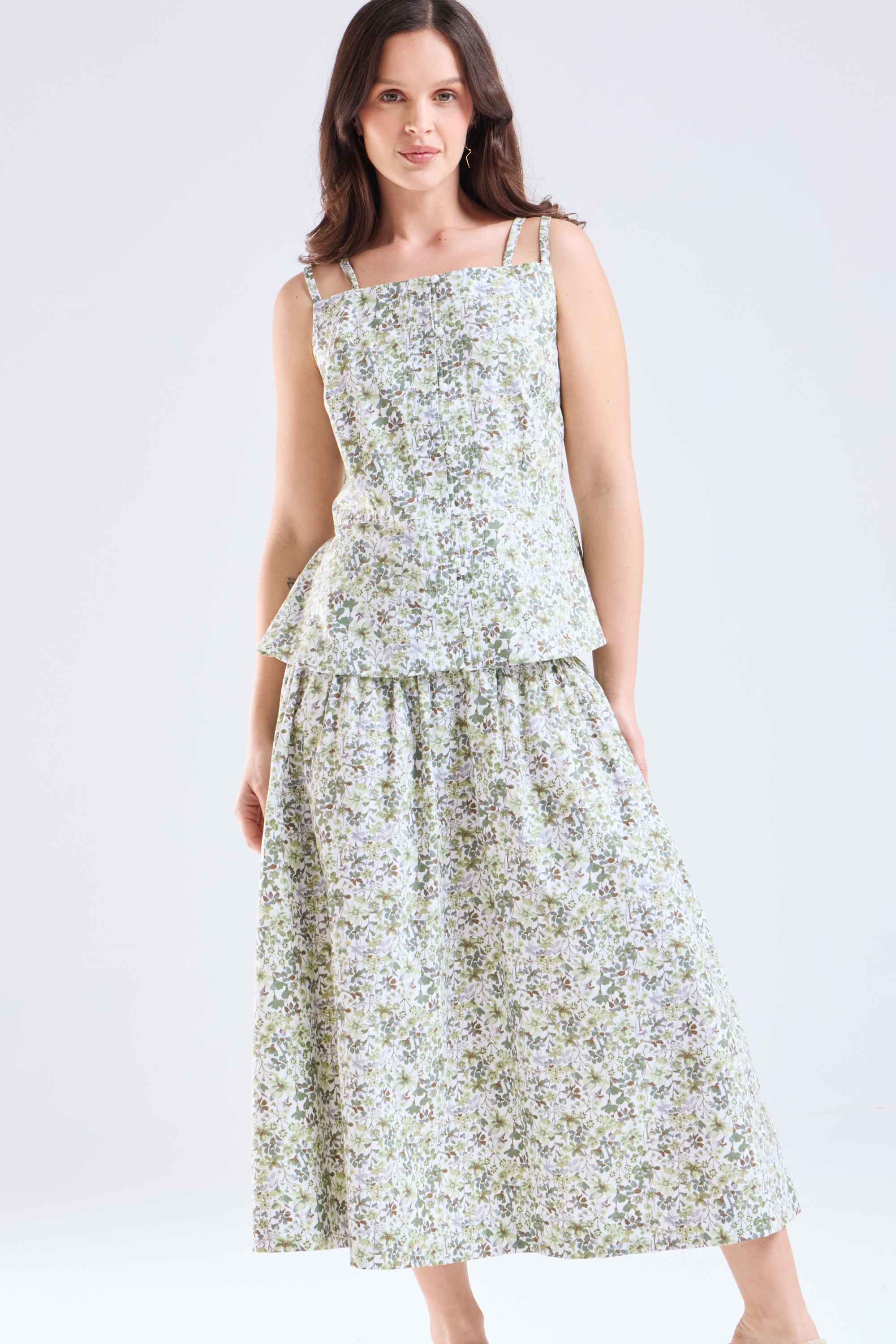 Match verde floreado