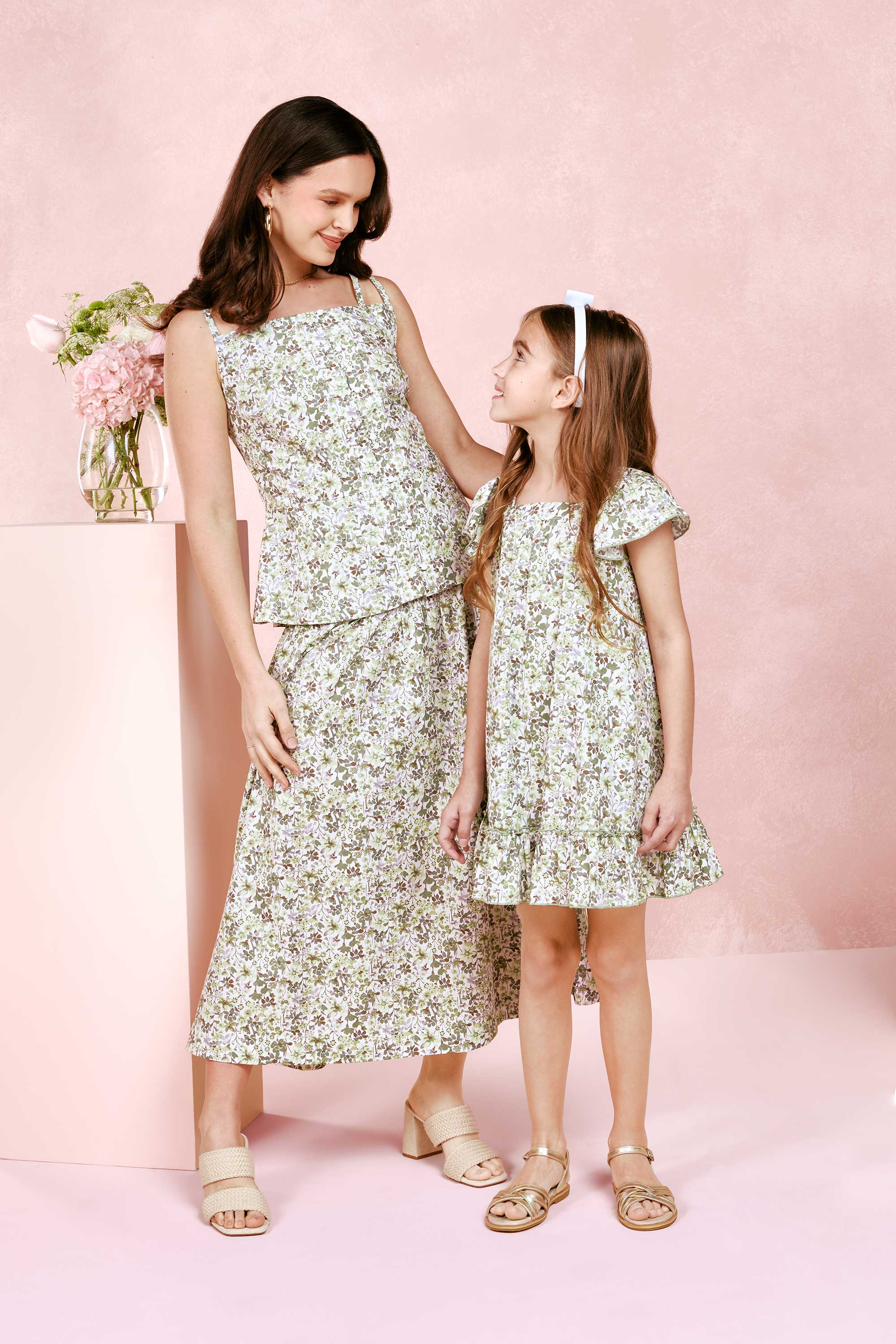 Match verde floreado