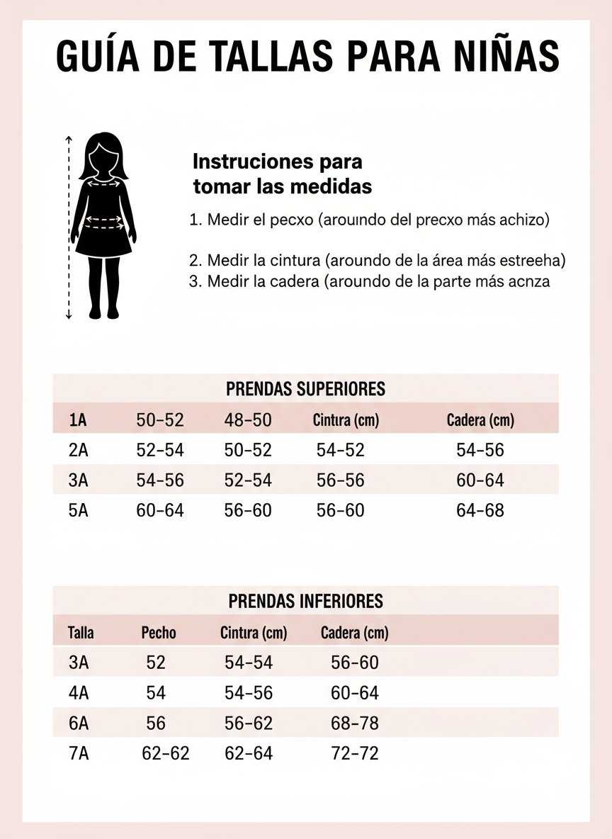 Guía de tallas - Vestido de rosas en tela brocado de niña